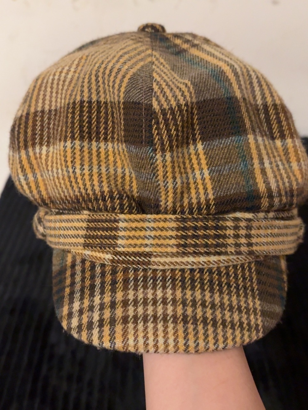 SHEIN Brown Plaid Newsboy Cap